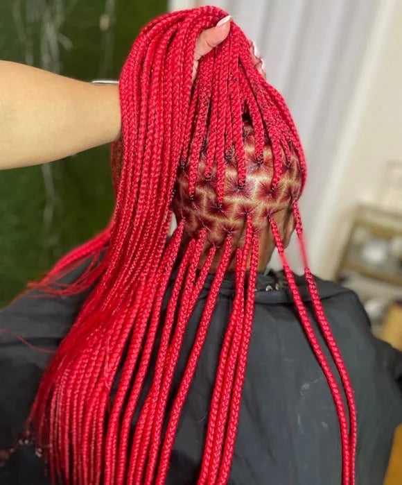 Thick Vibrant Red Straight Box Braids Thick Vibrant Red Straight Box Braids — Classy Red Braids