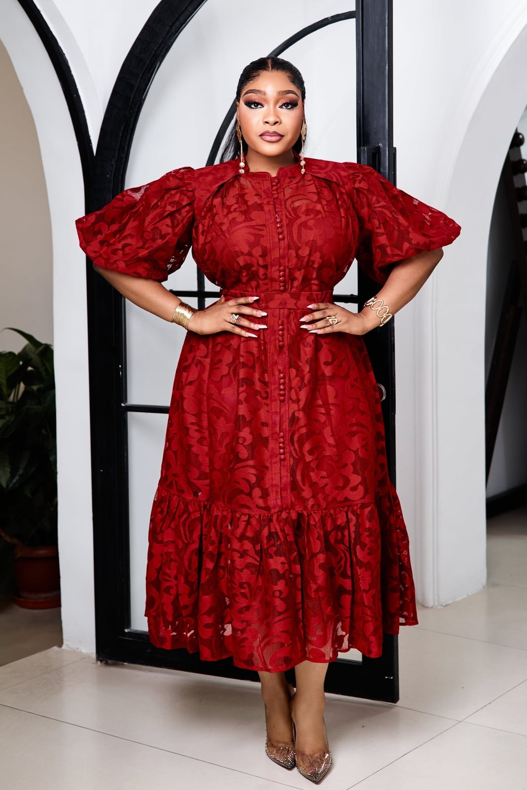 Deep Red Lace Midi Dress Deep Red Lace Midi Dress — Classy Red Outfits