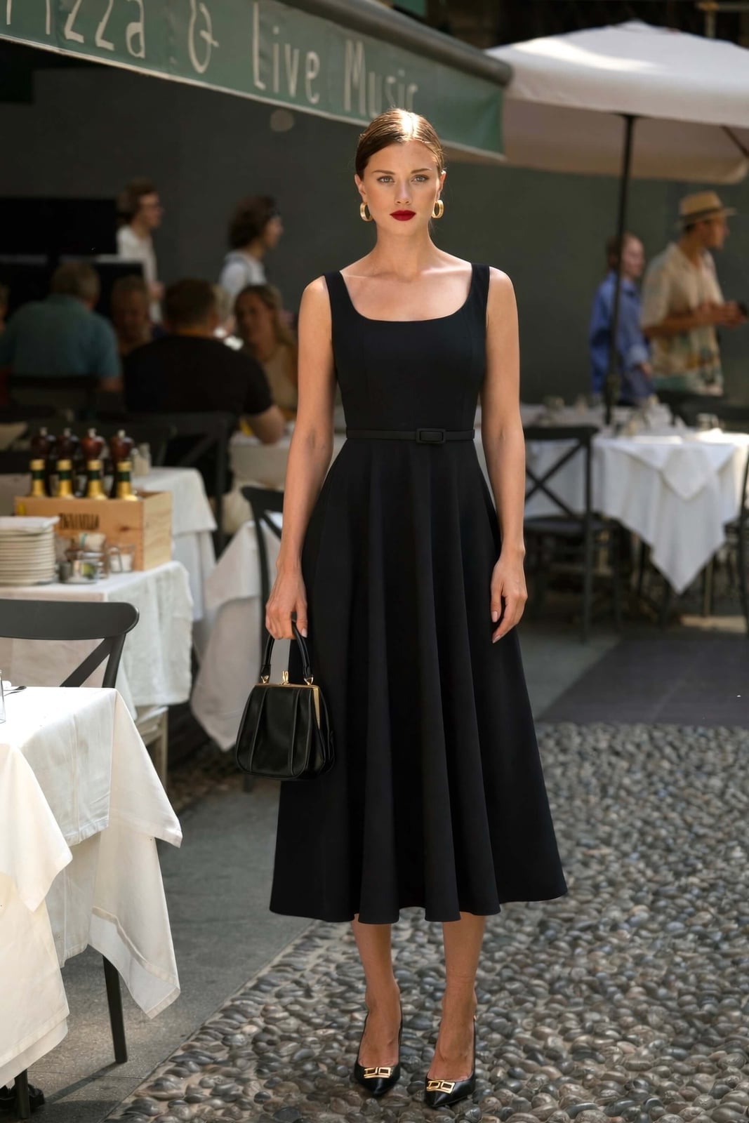 Classic Black Fit and Flare Dress for Dining Classic Black Fit and Flare Dress for Dining — Classy Restaurant Outfit