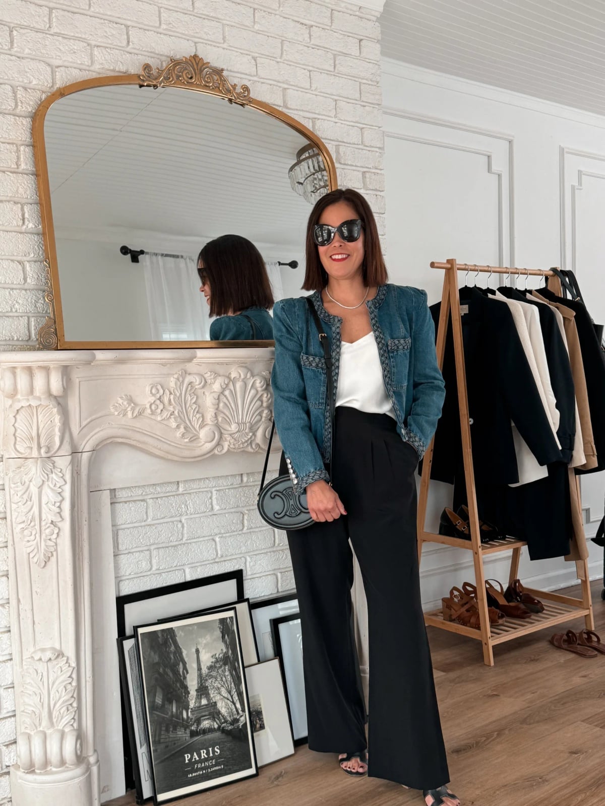 Denim Jacket with Black Wide-Leg Pants Denim Jacket with Black Wide-Leg Pants — Classy Restaurant Outfit