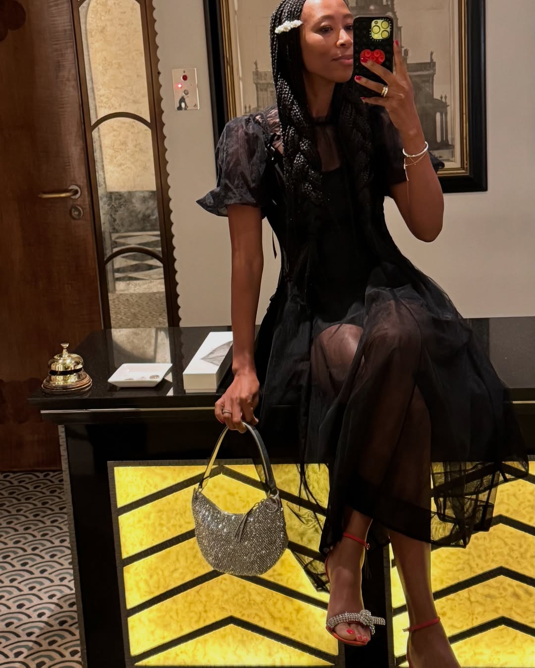 Sheer Black Midi Dress Over Slip Sheer Black Midi Dress Over Slip — Classy Restaurant Outfit