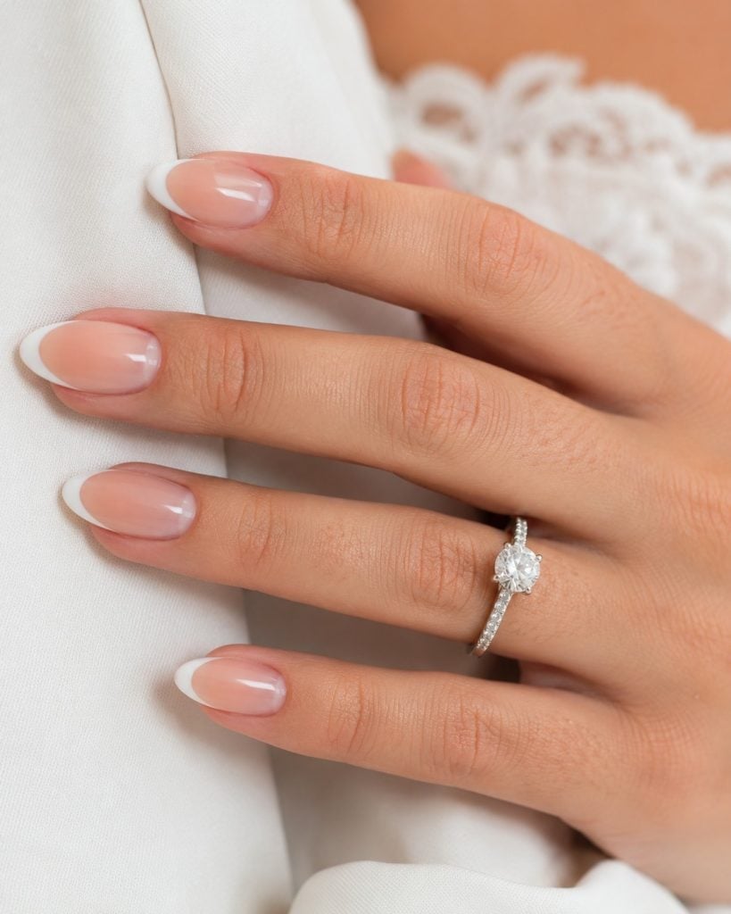 Medium Oval Classic French Manicure — Classy Ring Nails