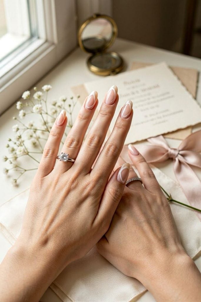 Medium Oval Thin White Tip French — Classy Ring Nails