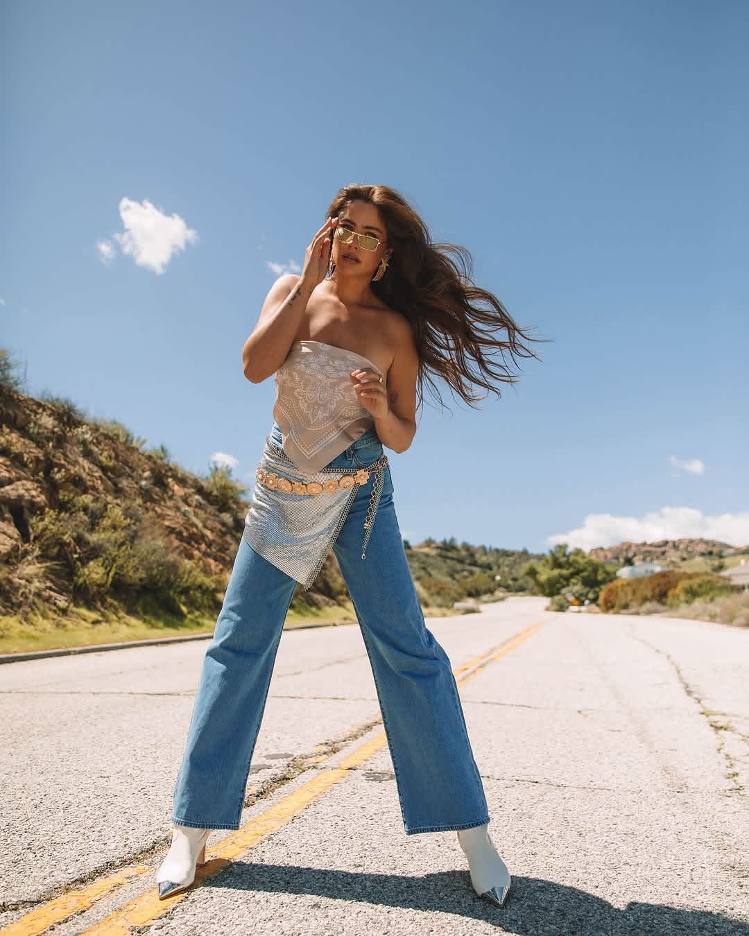 Bandana Top With Wide Leg Jeans — Classy Rock Concert Outfits