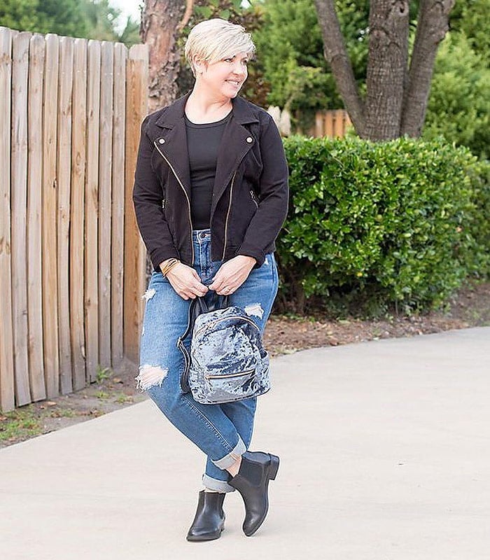 Moto Jacket Over Ripped Jeans — Classy Rock Concert Outfits