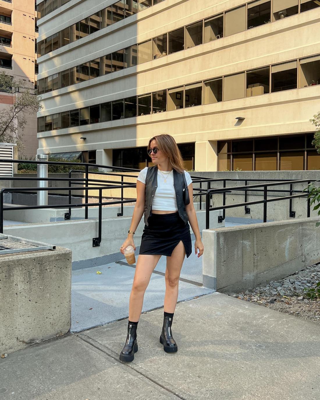 Sequin Mini Skirt With Oversized Jacket — Classy Rock Concert Outfits