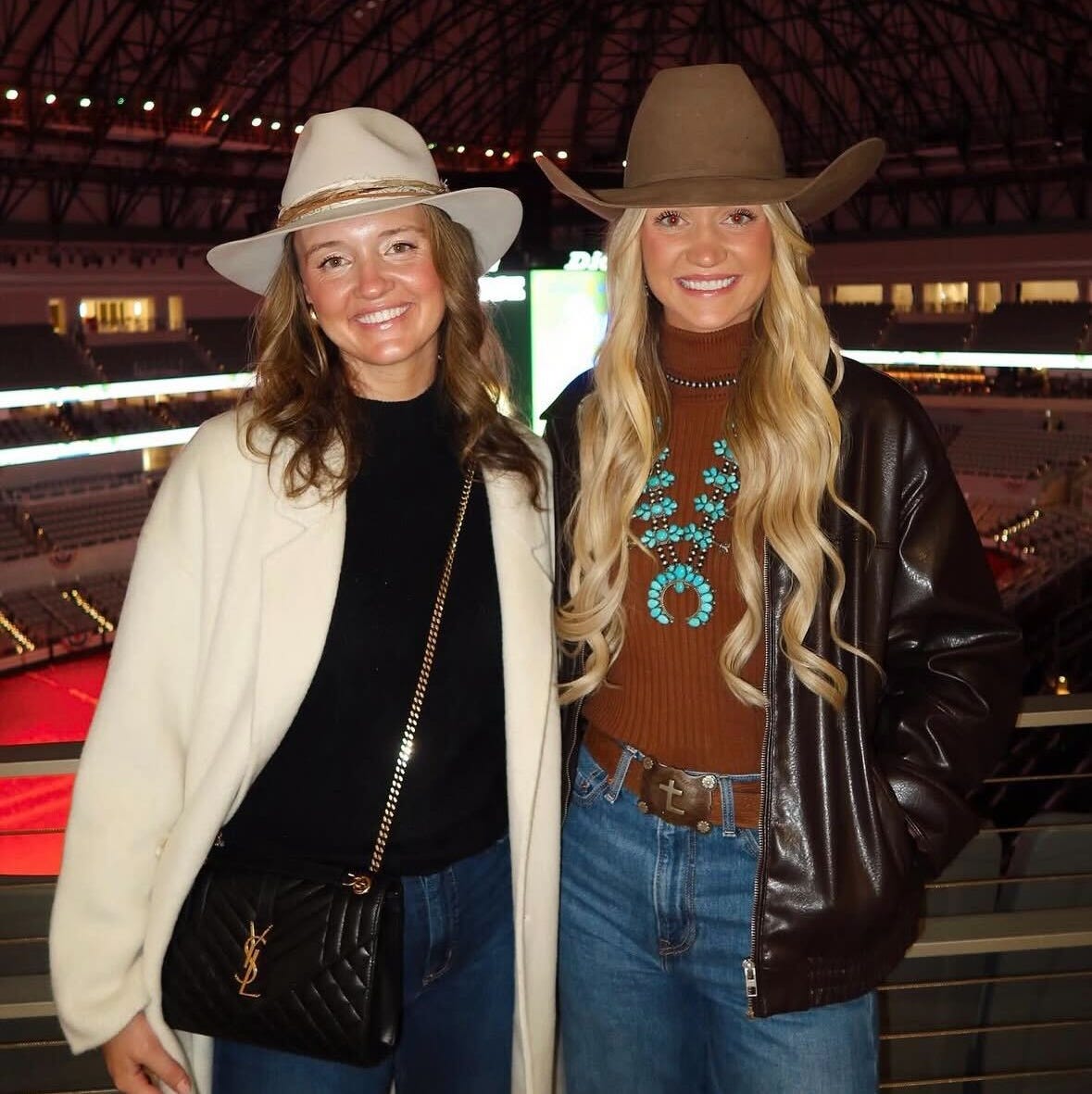 Cream Coat Over Turtleneck with Jeans and Fedora, Close-Up Take — Classy Rodeo Outfits for Women