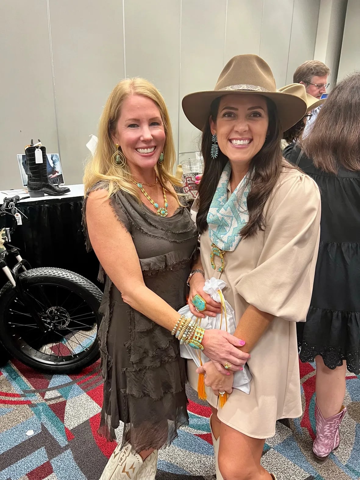 Ruffled Dress with Cowboy Boots and Turquoise Jewelry and Gauzy Fabric — Classy Rodeo Outfits for Women