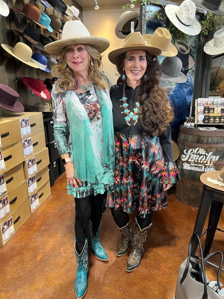 Patterned Tunic with Turquoise Cowboy Boots — Classy Rodeo Outfits for Women