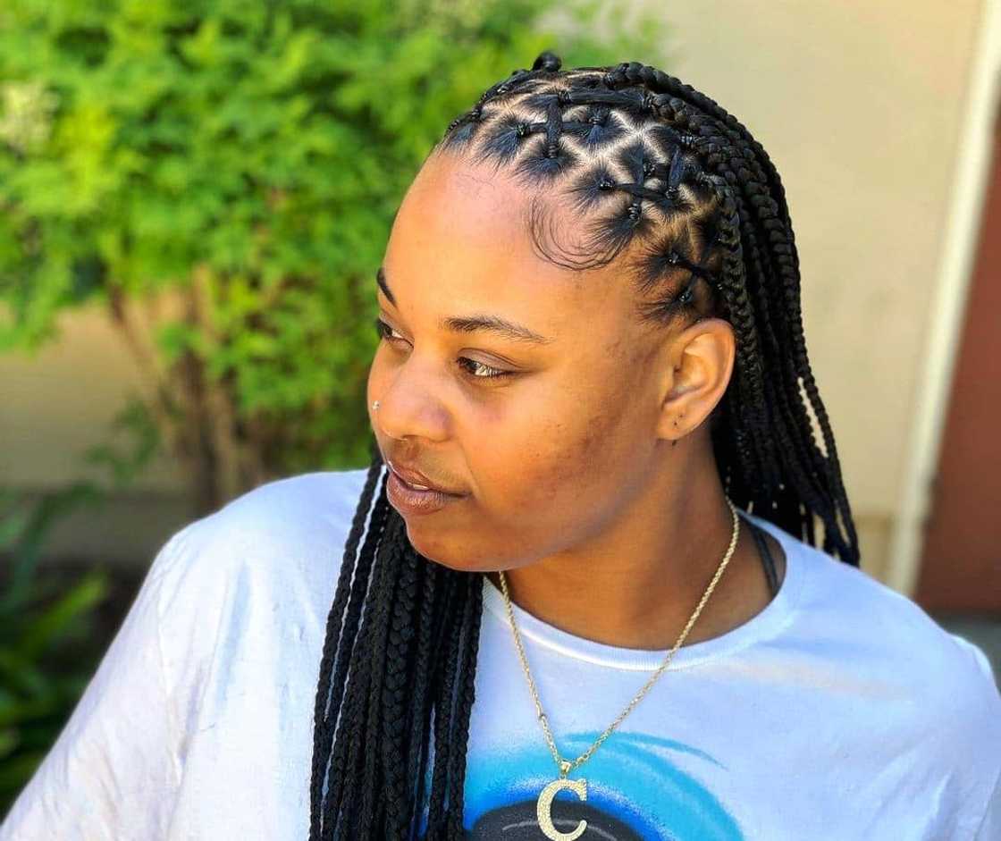 Black Coily Braids Down Back With Clear Elastics — Classy Rubber Bands Hairstyles