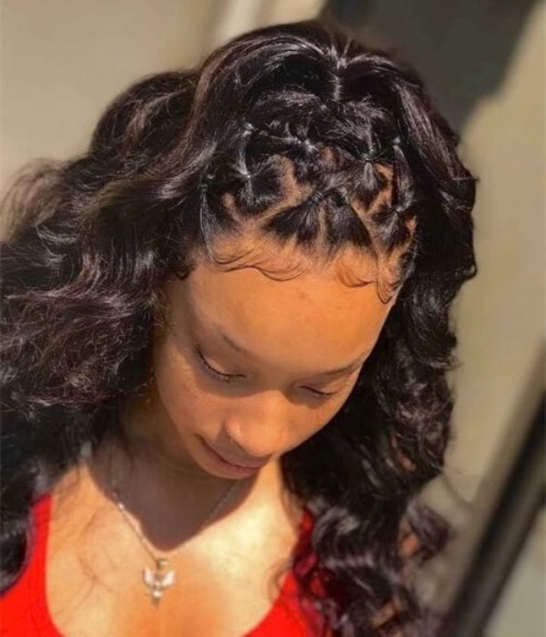 Dark Brown Wavy Ponytail With Baby Bangs, Close-Up Take — Classy Rubber Bands Hairstyles