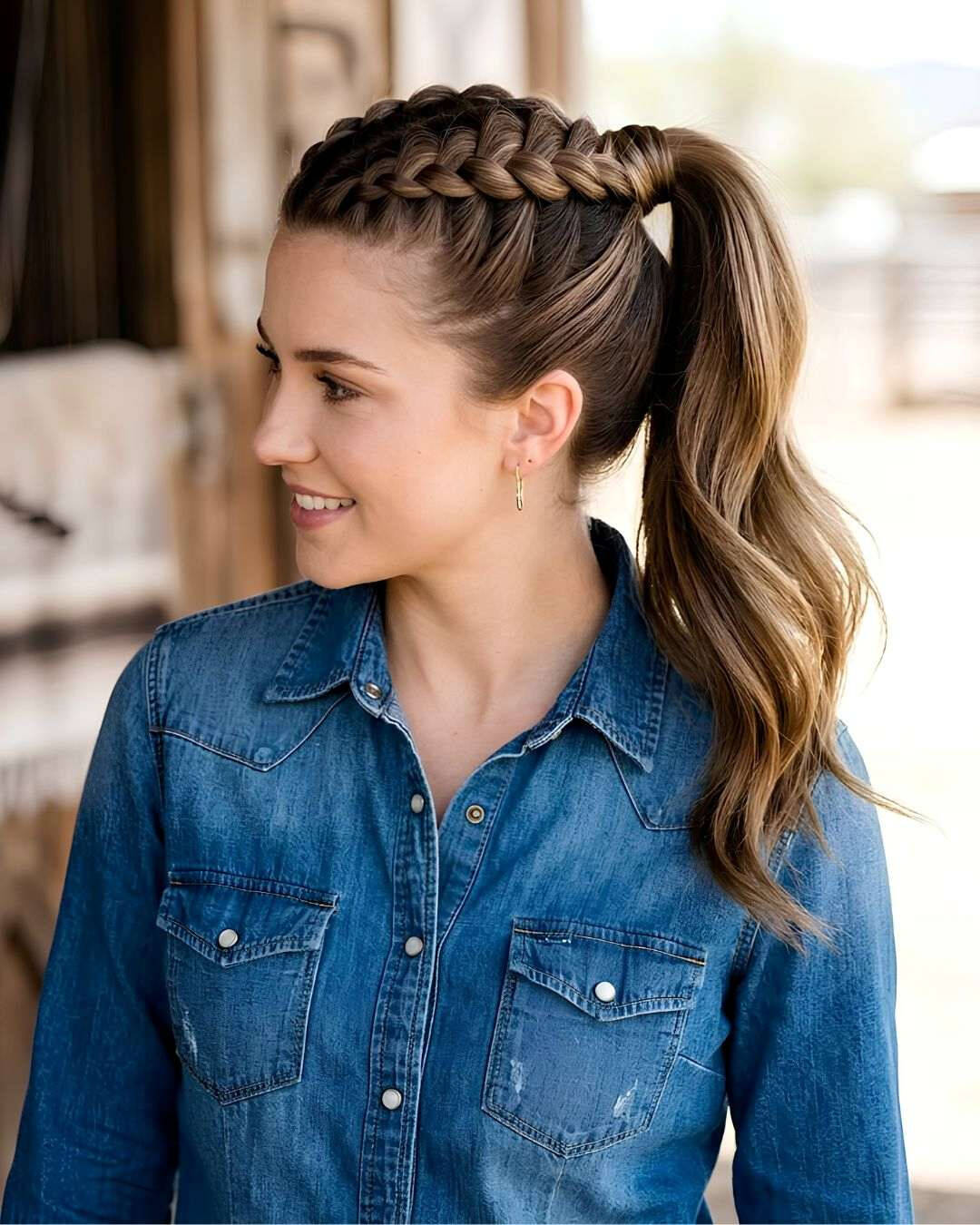 Light Brown Ponytail With Braided Crown — Classy Running Hairstyles