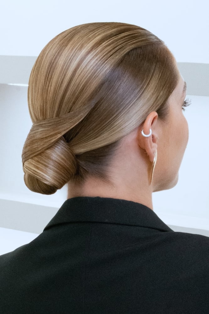 Honey Blonde Sleek Low Bun — Classy Running Hairstyles