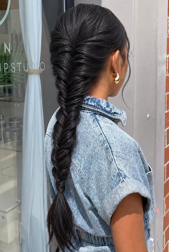 Black Fishtail Braid Ponytail — Classy Running Hairstyles