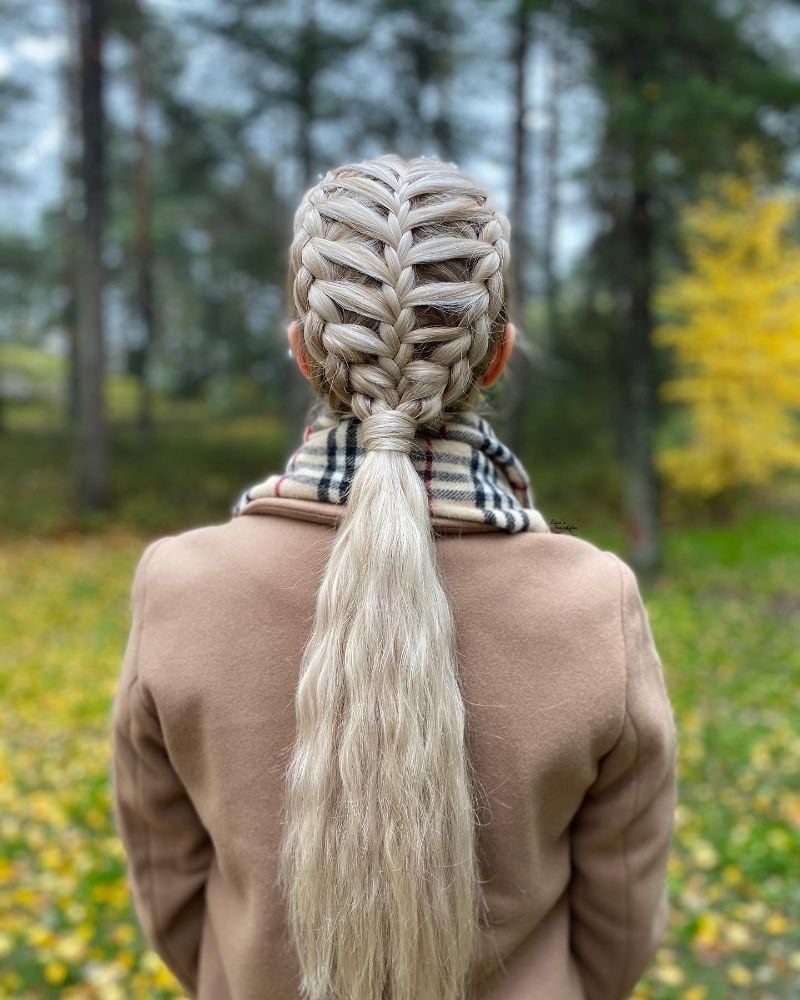 Ash Blonde Dutch Braid Into Ponytail — Classy Running Hairstyles