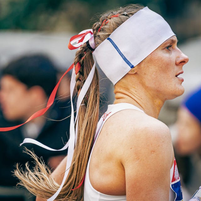 Fine Blonde Braid With Festive Ribbons — Classy Running Hairstyles