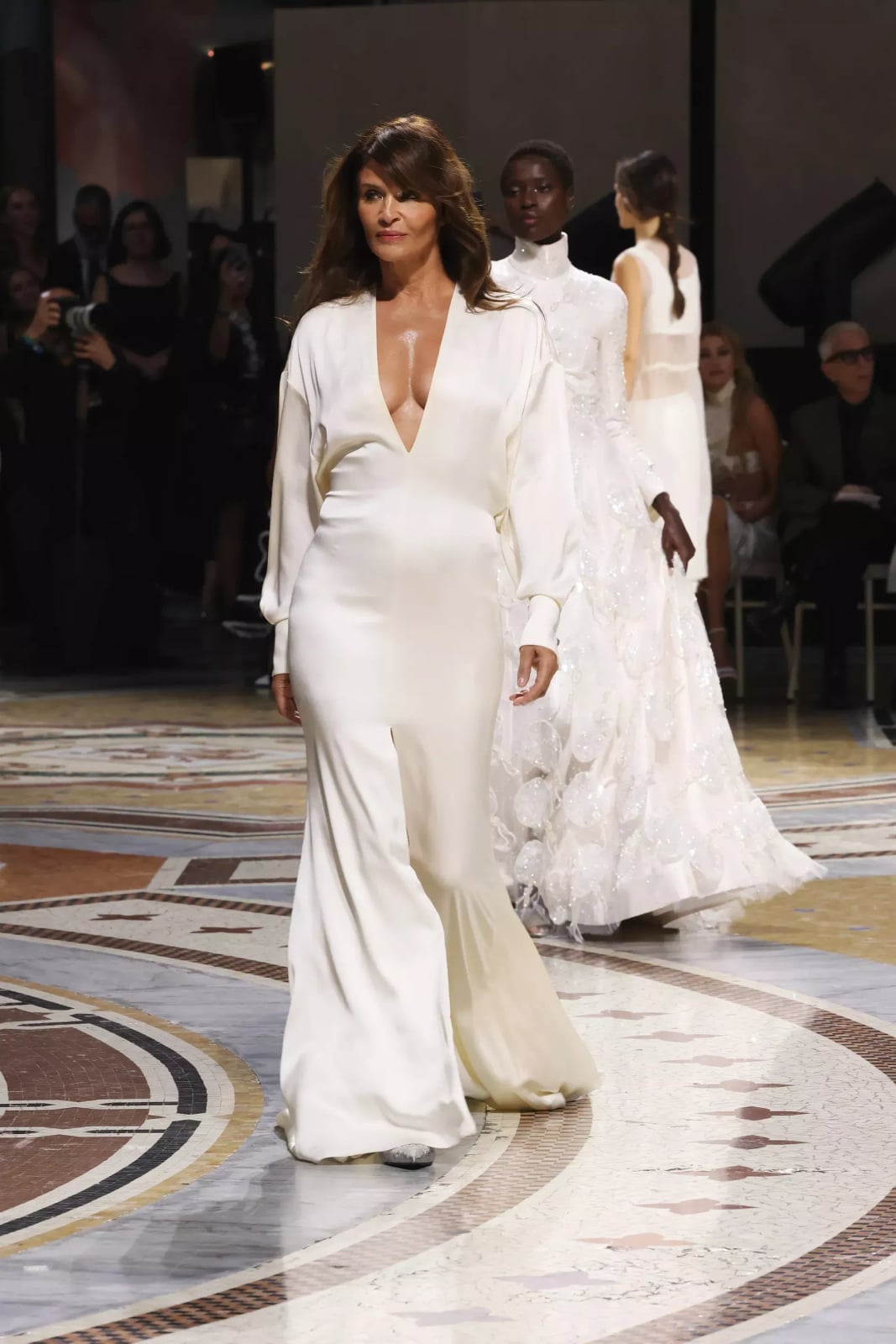 Ivory Silk Satin V-Neck Gown Ivory Silk Satin V-Neck Gown — Classy Runway Dresses