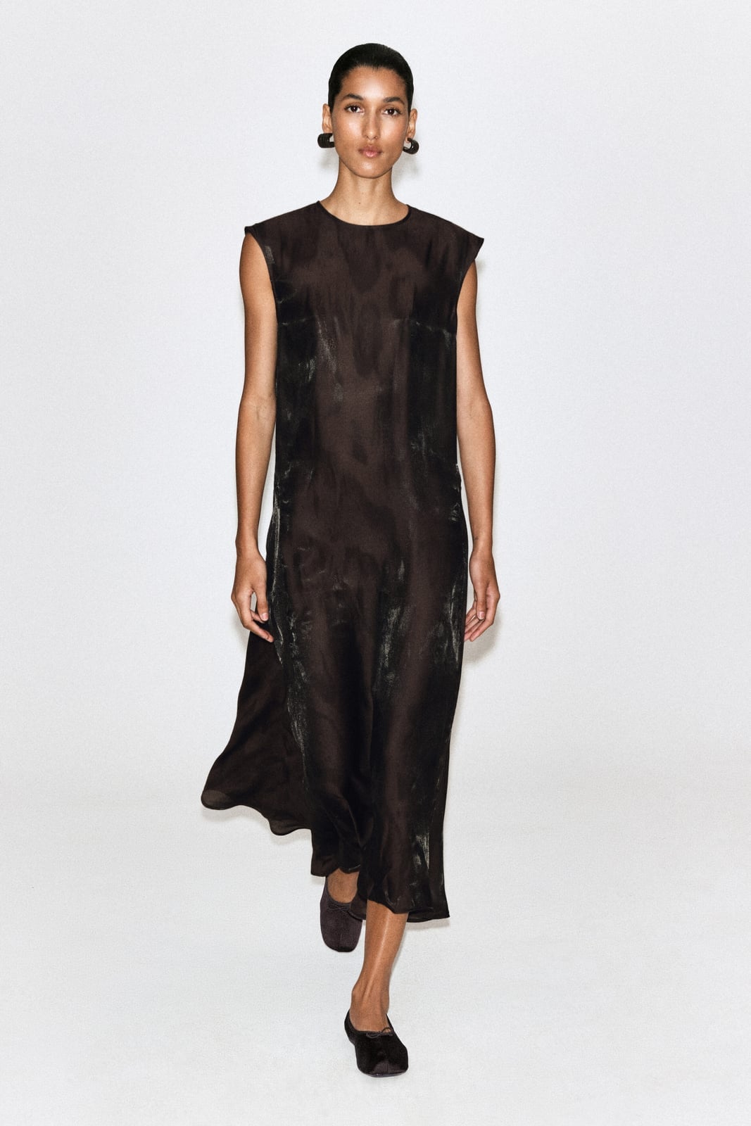 Dark Brown Sheer Sleeveless Dress Dark Brown Sheer Sleeveless Dress — Classy Runway Dresses