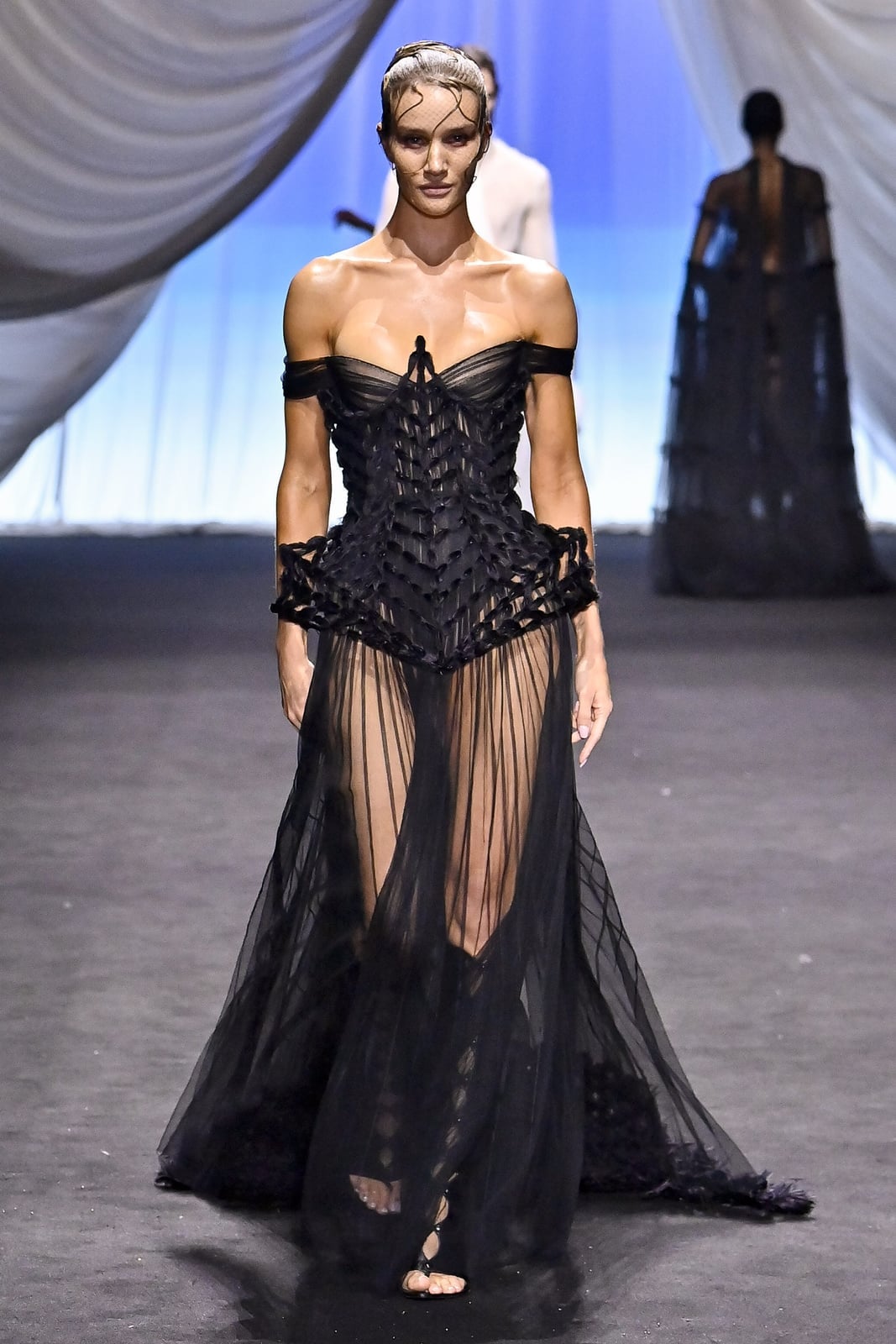 Black Structured Bodice Sheer Gown Black Structured Bodice Sheer Gown — Classy Runway Dresses