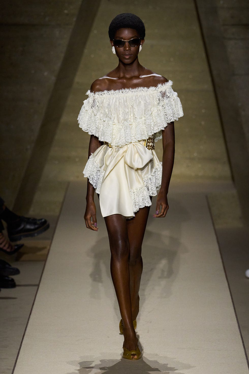 Ivory Off-Shoulder Mini Dress with Bow Ivory Off-Shoulder Mini Dress with Bow — Classy Runway Dresses