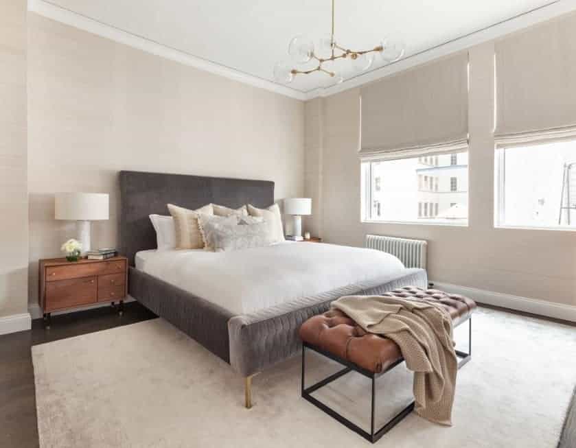 Neutral Bedroom with Upholstered Bed Frame Neutral Bedroom with Upholstered Bed Frame — Classy Scandinavian Style