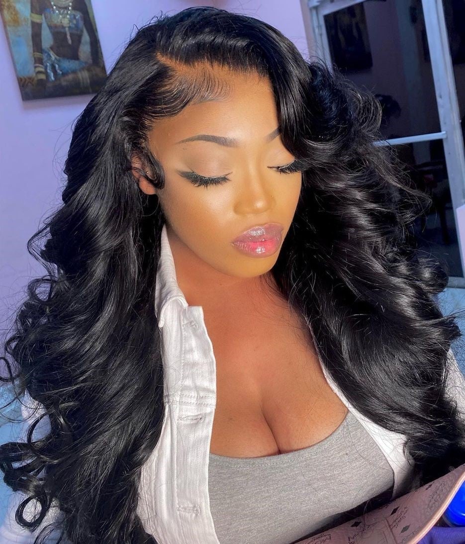 Collarbone Blowout With Face-Framing Layers, Black — Classy Sew in Hairstyles