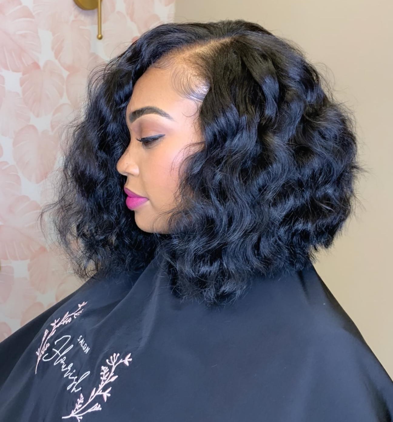 Black Collarbone Bob Voluminous Waves, Wavy — Classy Sew in Hairstyles