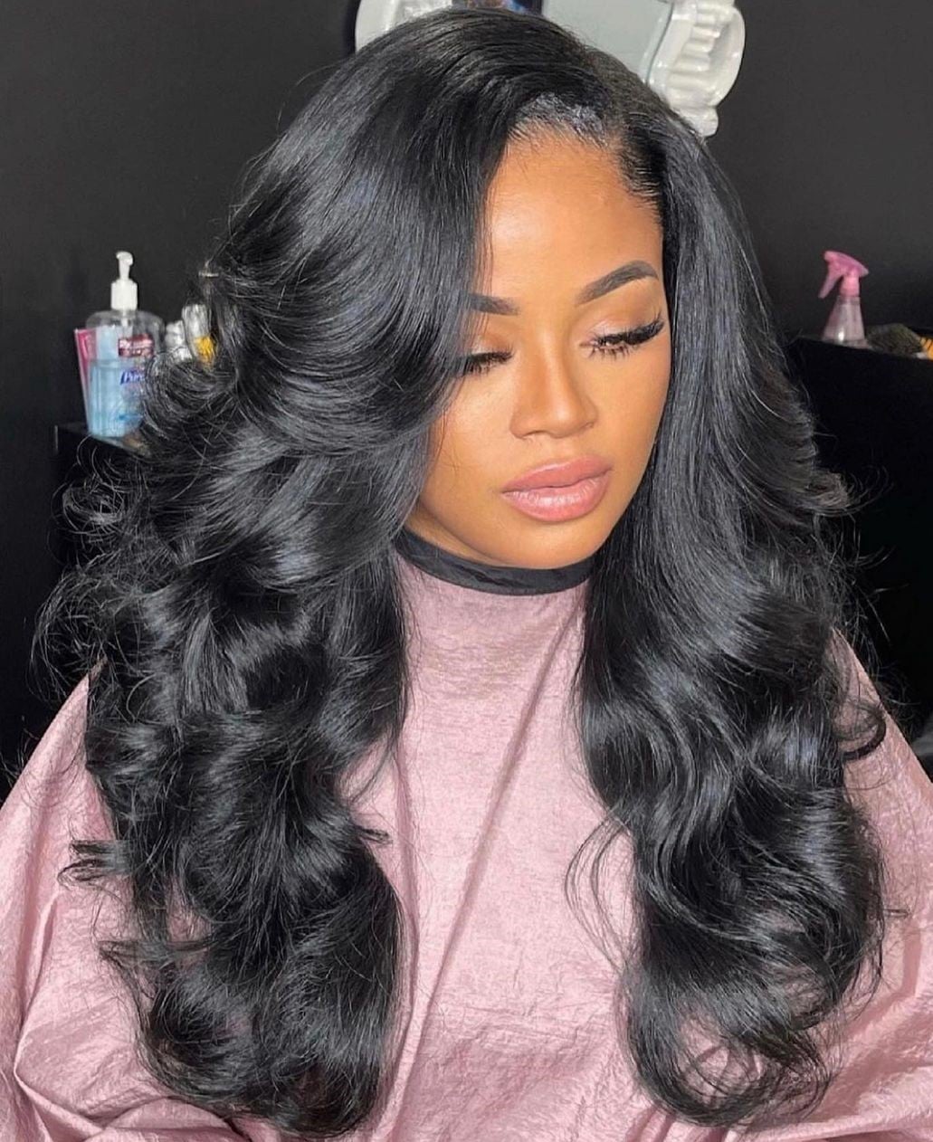 Mid-Back Blowout With Voluminous Curls — Classy Sew in Hairstyles