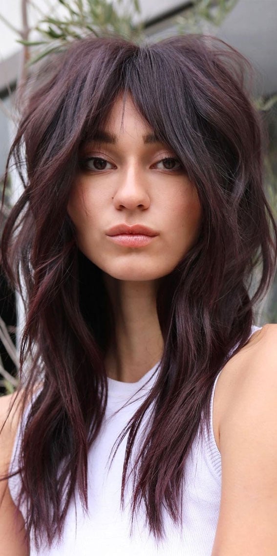 Collarbone Shag In Rich Burgundy Collarbone Shag In Rich Burgundy — Classy Shag Hair
