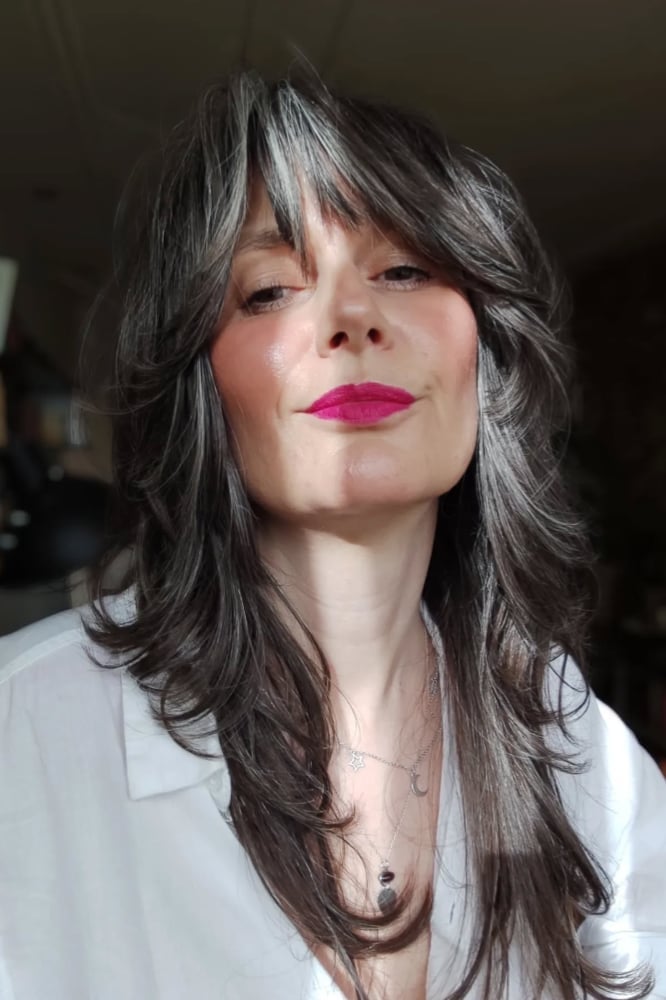 Collarbone Shag With Salt and Pepper Collarbone Shag With Salt and Pepper — Classy Shag Hair