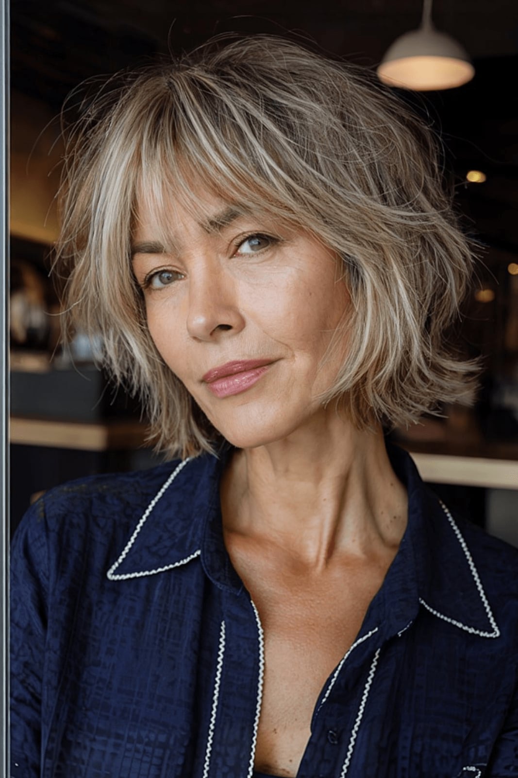 Short Chin Shag With Textured Bangs Short Chin Shag With Textured Bangs — Classy Shag Hair