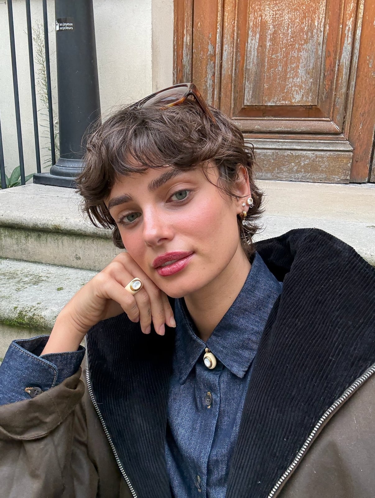 Textured Wavy Dark Brown Pixie, Side Textured Wavy Dark Brown Pixie, Side — Classy Short Hair Pixie