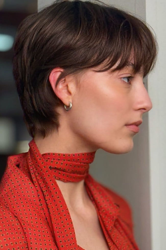 Dark Brown Pixie With Soft Fringe — Classy Short Haircuts
