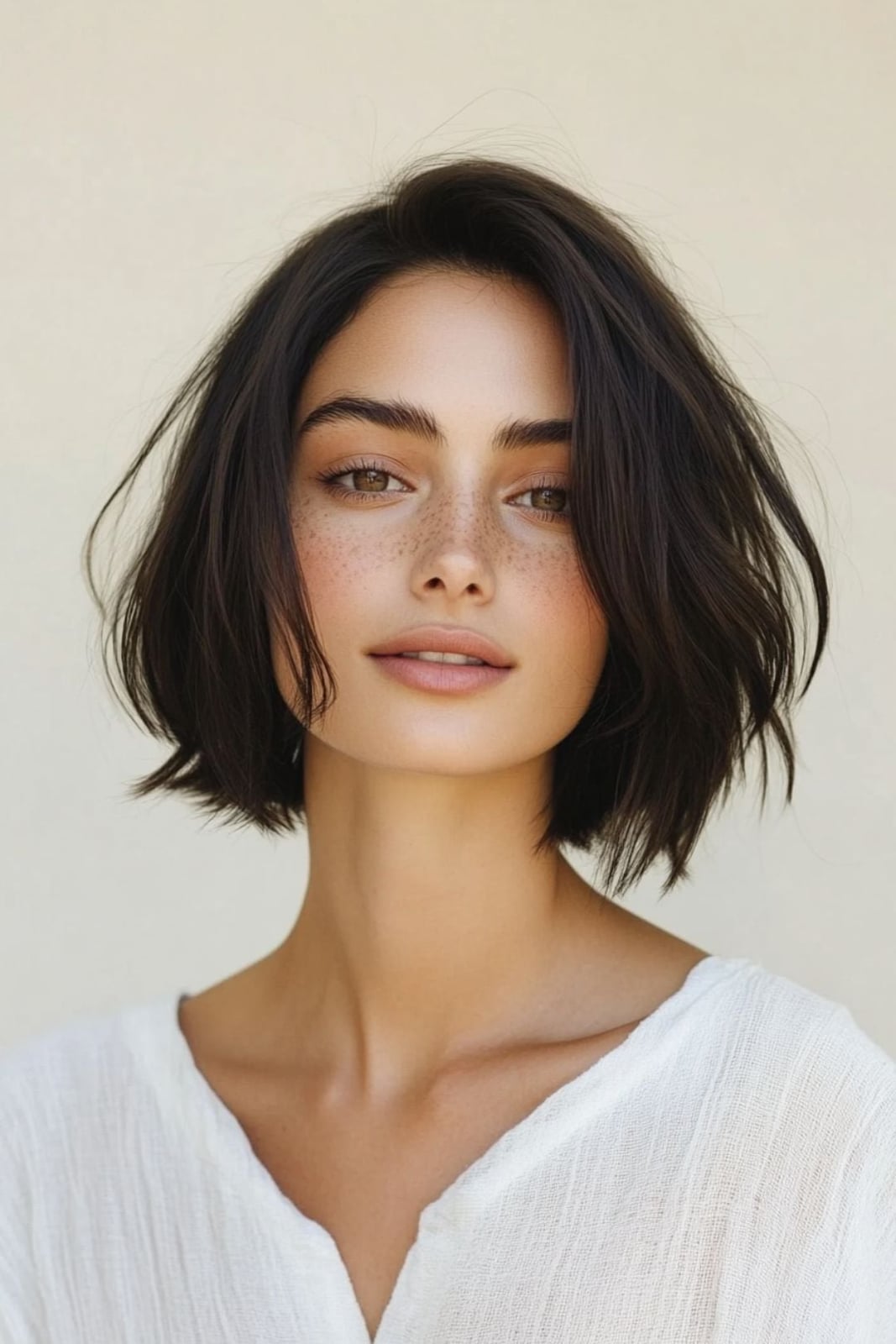 Medium Wavy Bob With Wispy Bangs Medium Wavy Bob With Wispy Bangs — Classy Short Haircuts for Round Faces