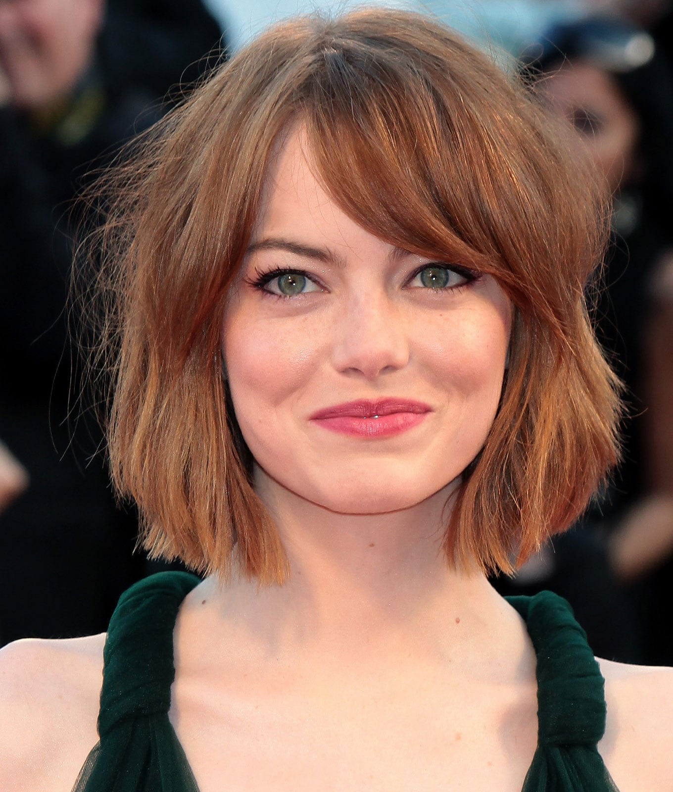 Textured Lob With Curtain Bangs Textured Lob With Curtain Bangs — Classy Short Haircuts for Round Faces