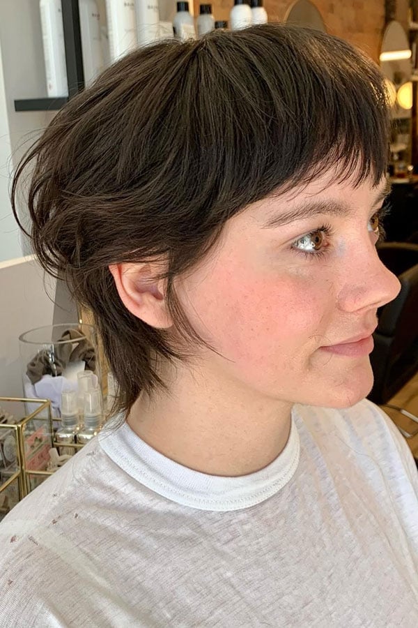 Dark Brown Shaggy Crop Ear Length Dark Brown Shaggy Crop Ear Length — Classy Short Shaggy Haircut