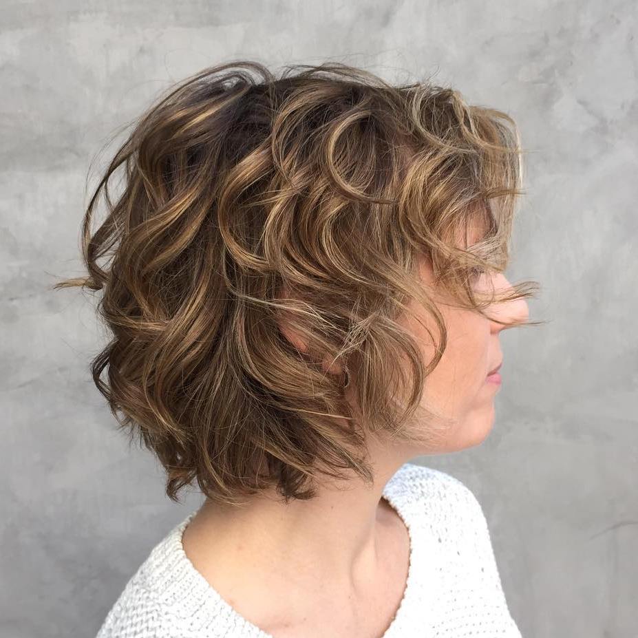 Brown Shag Chin Length Natural Curls No Bangs Brown Shag Chin Length Natural Curls No Bangs — Classy Short Shaggy Haircut