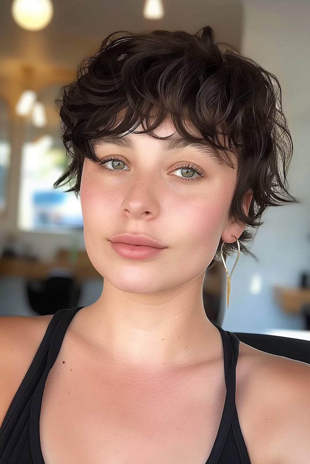 Dark Brown Choppy Shag Ear Length Dark Brown Choppy Shag Ear Length — Classy Short Shaggy Haircut