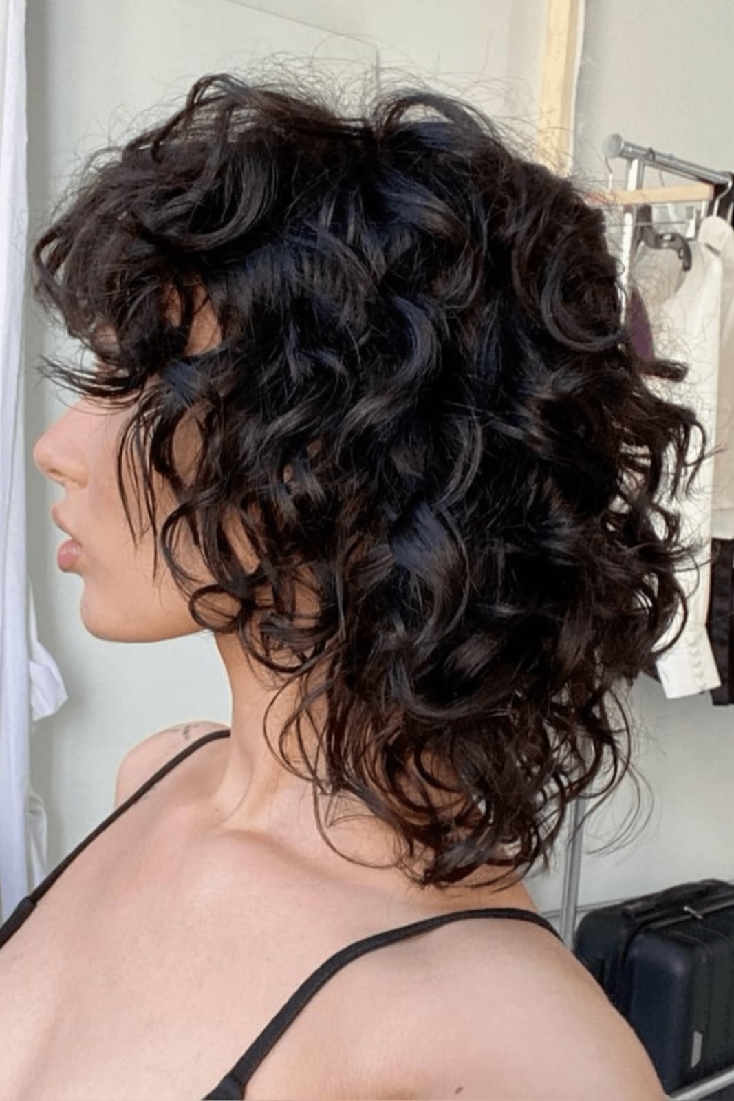 Dark Brown Curly Shag Chin Length Dark Brown Curly Shag Chin Length — Classy Short Shaggy Haircut