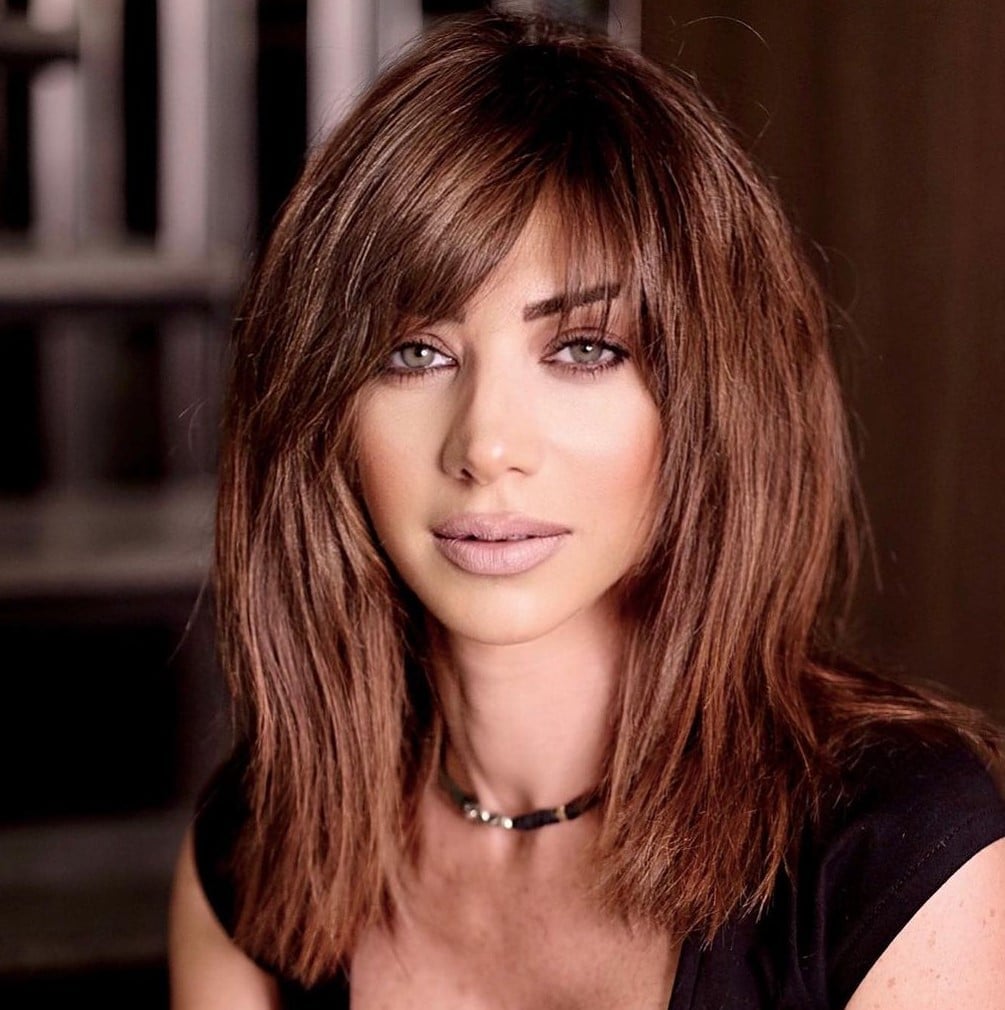 Collarbone Waves With Side Swept Bangs — Classy Side Bangs