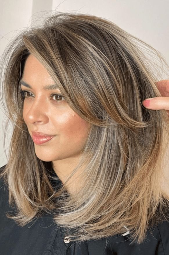 Mid-Back Long Layers With Face Framing Bangs — Classy Side Bangs