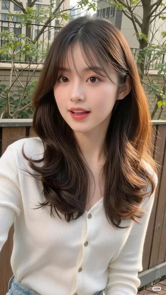 Light Brown Long Layers With Balayage — Classy Side Bangs