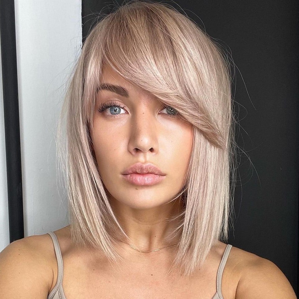 Platinum Bob With Asymmetric Side Bang — Classy Side Bangs