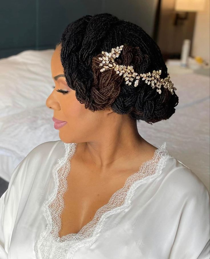 Chin Length Bridal Updo With Accessory Chin Length Bridal Updo With Accessory — Classy Sister Locs