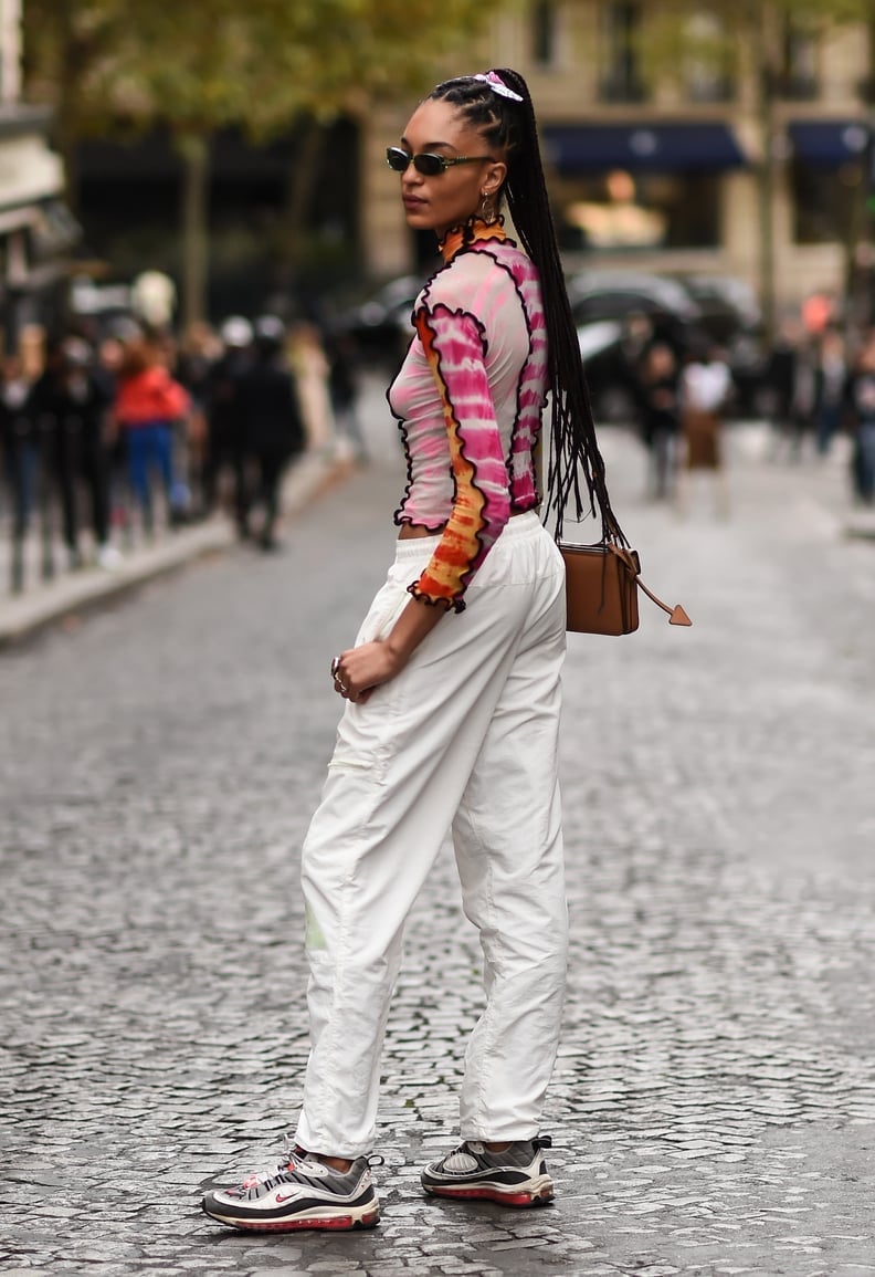 Multi-colored Sneakers with Loose Trousers and a Mesh, Close-Up Take Multi-colored Sneakers with Loose Trousers and a Mesh, Close-Up Take — Classy Sneakers Outfits