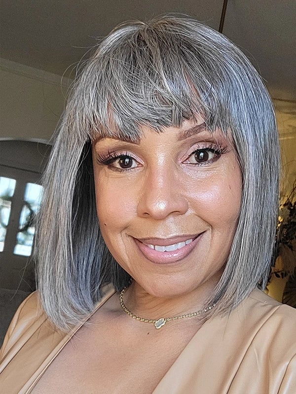 Wavy Chin Length Bob With Full Bangs — Classy Styling Wig