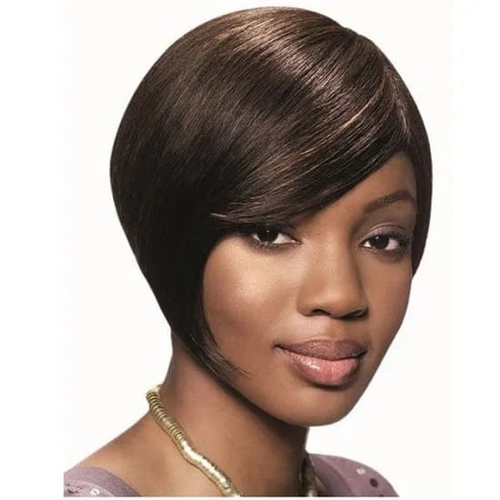 Asymmetrical Dark Brown Bob — Classy Styling Wig