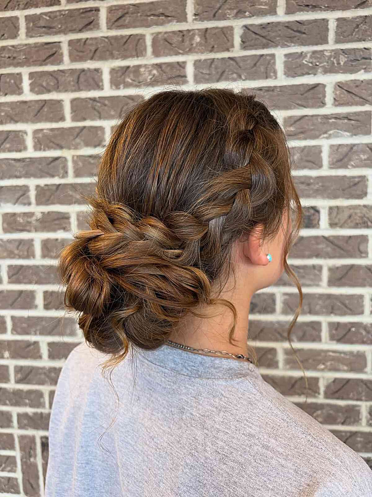 Mid-Back Brown With Highlights Textured Updo Mid-Back Brown With Highlights Textured Updo — Classy Textured Hair