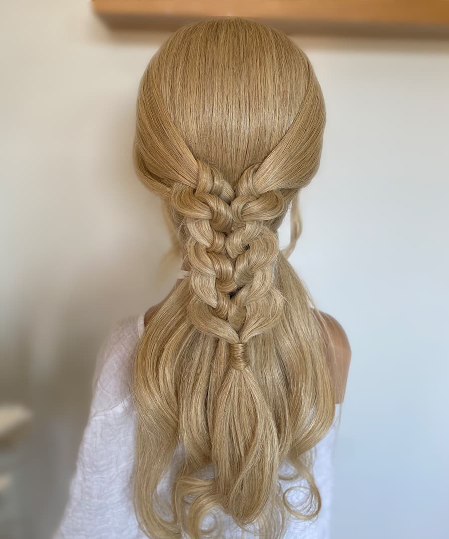 Mid-Back Ash Blonde Braid With Intricate Detail, Wavy Mid-Back Ash Blonde Braid With Intricate Detail, Wavy — Classy Textured Hair