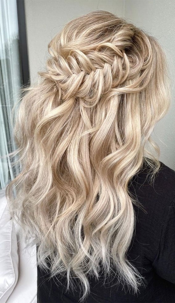 Mid-Back Ash Blonde Half Updo With Braid Mid-Back Ash Blonde Half Updo With Braid — Classy Textured Hair